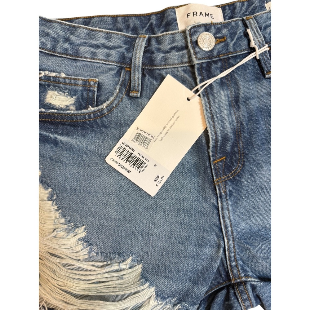 FRAME Denim Le Grand Garcon Distressed Cut Off Jean Shorts‎ Size 26